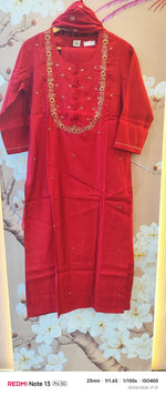 Premium dola silk embroidered full suit