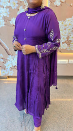 Pure chinon with beautiful handwork Anarkali suit set