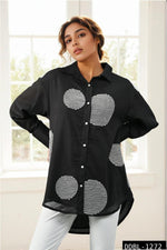 Pretty Mul cotton embroidered lining high low shirt