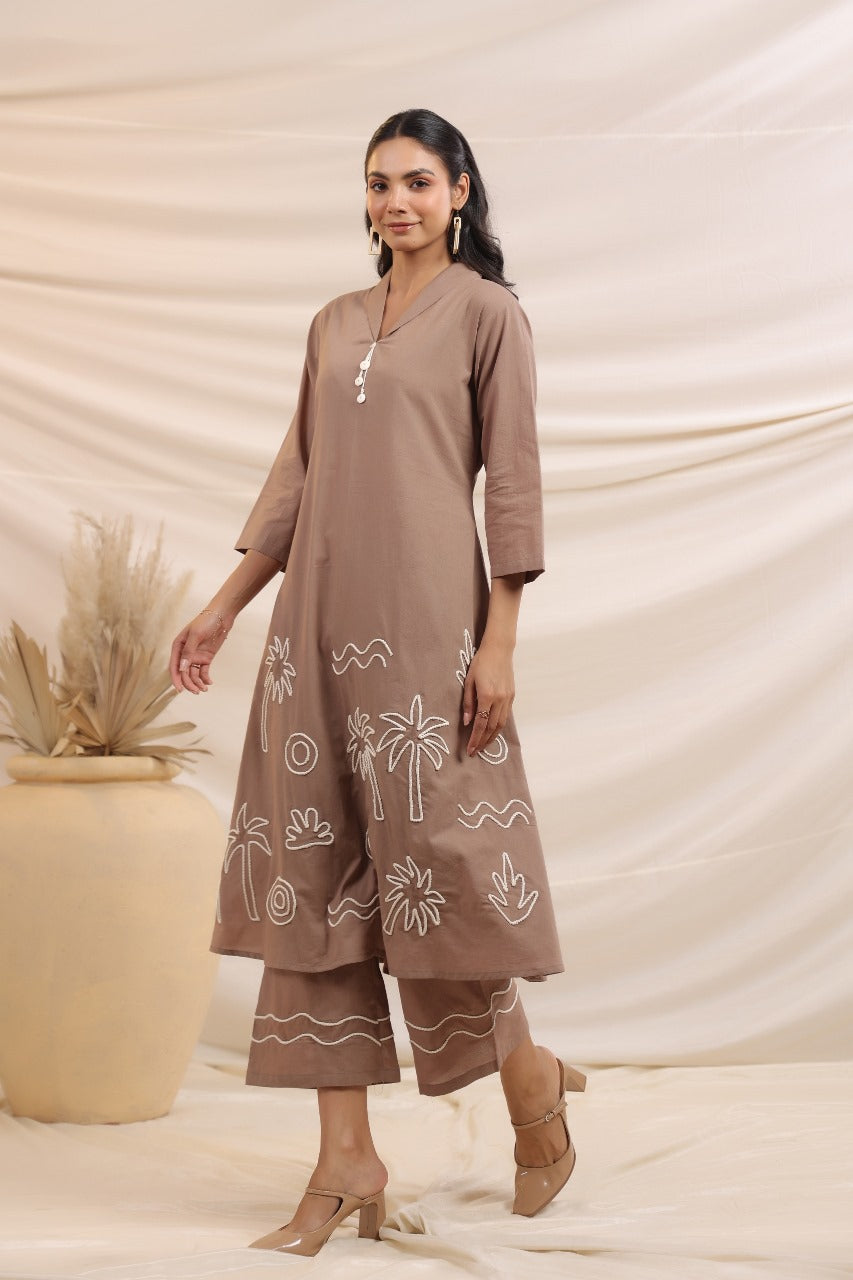 Pure cotton embroidered co ord set
