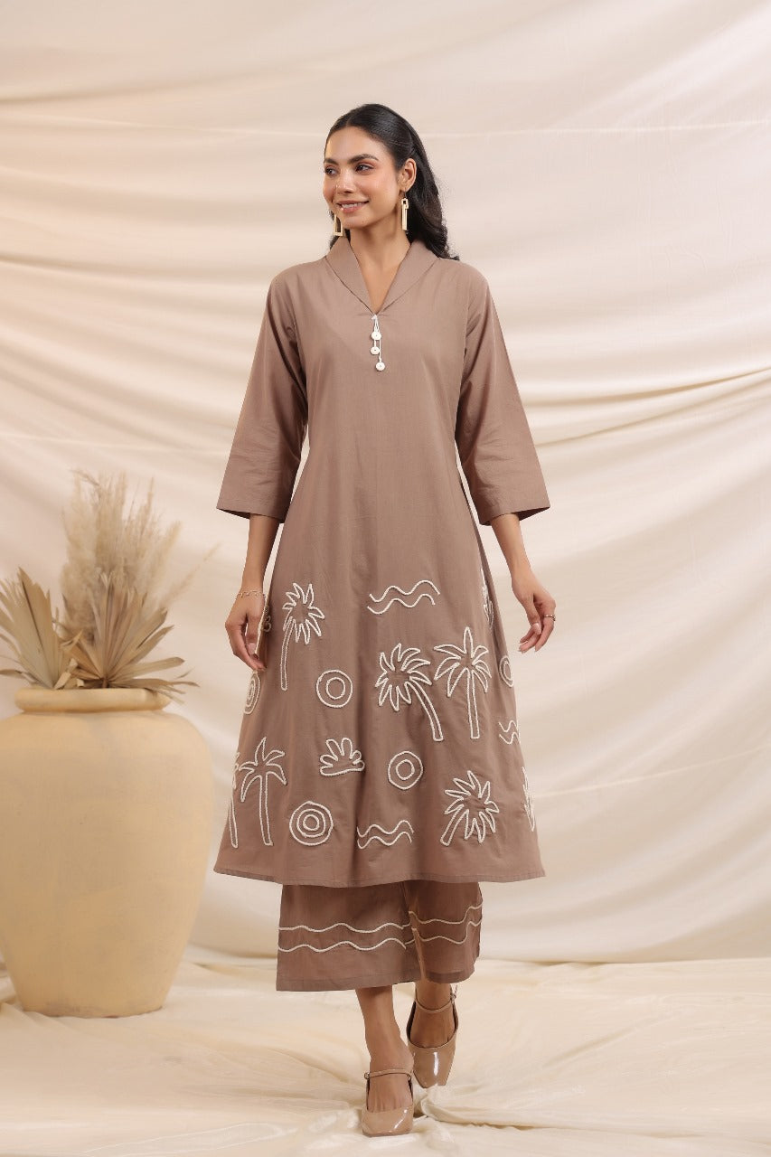 Pure cotton embroidered co ord set