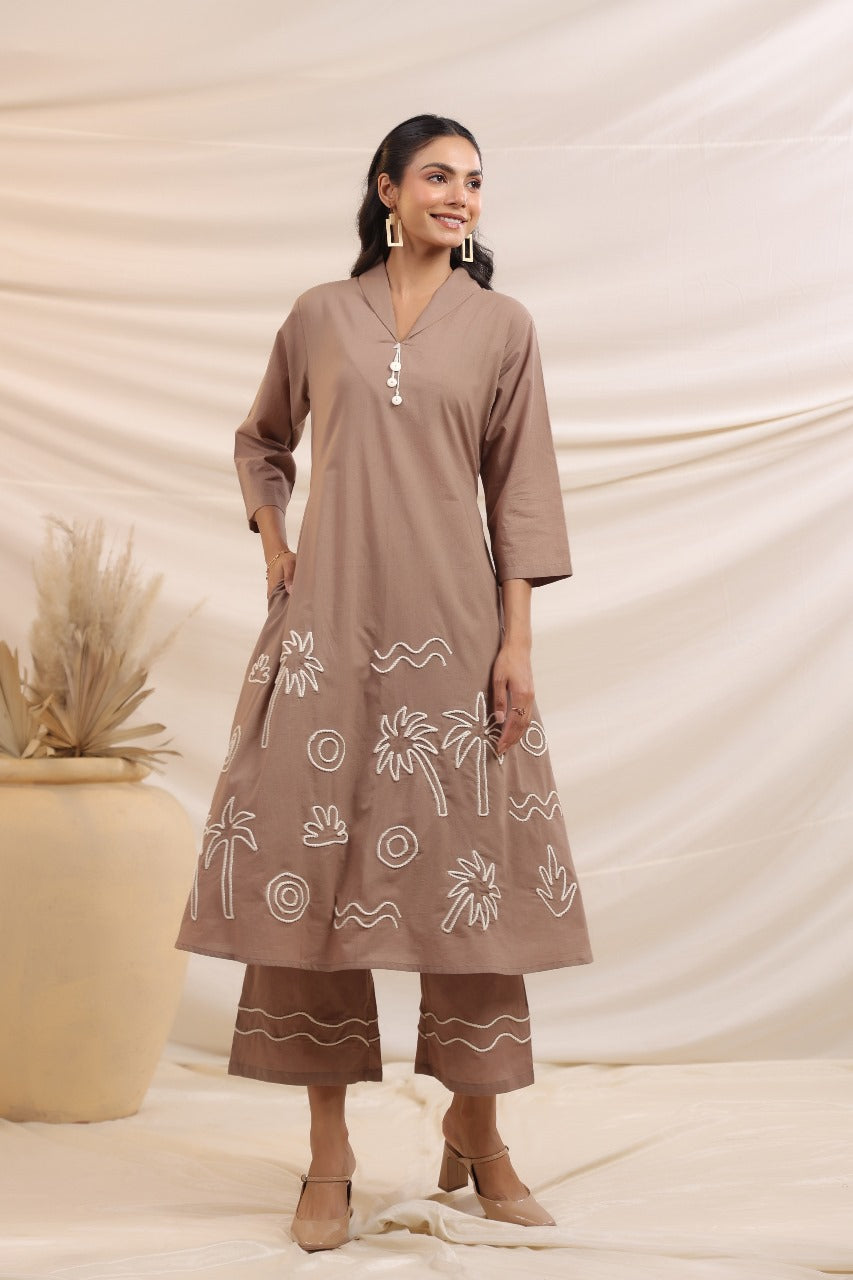 Pure cotton embroidered co ord set