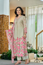 Beautiful cotton mint green digital printed suit set