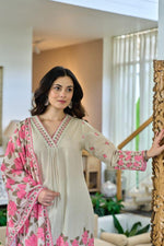 Beautiful cotton mint green digital printed suit set