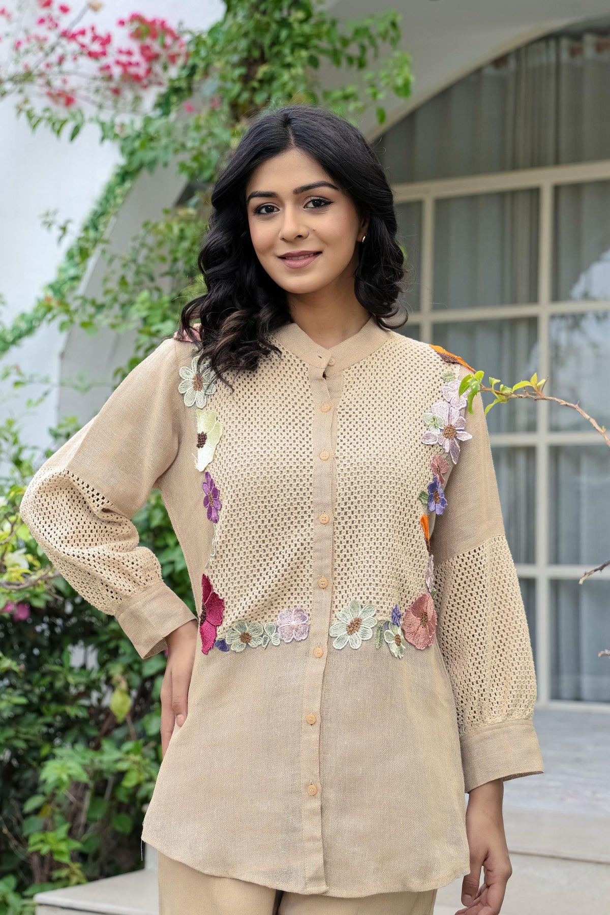 Stunning beige embroidered co ord set