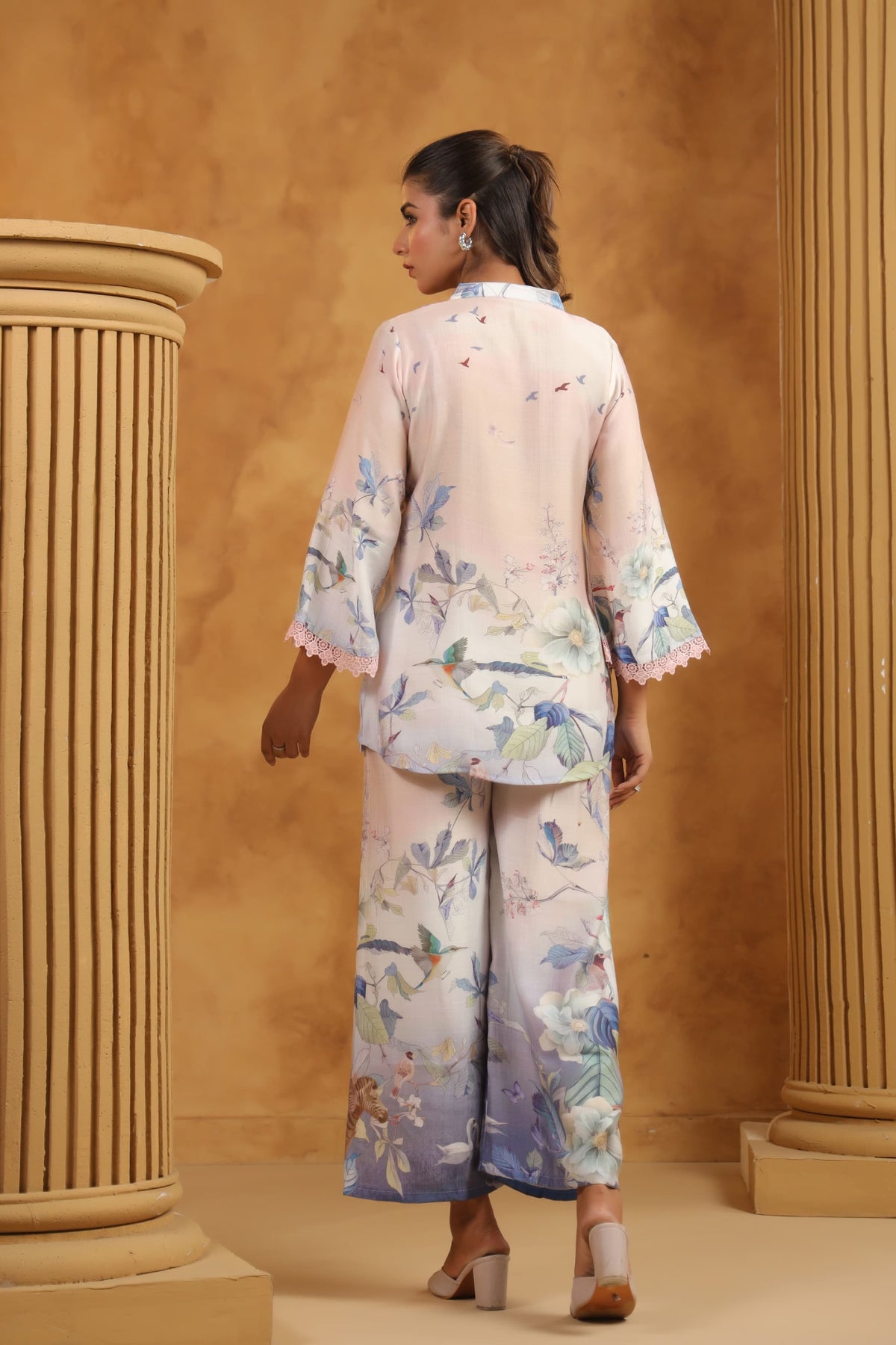 Pretty linen smart digital printed co-ord