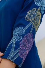 Royal blue embroidered designer cotton co ord