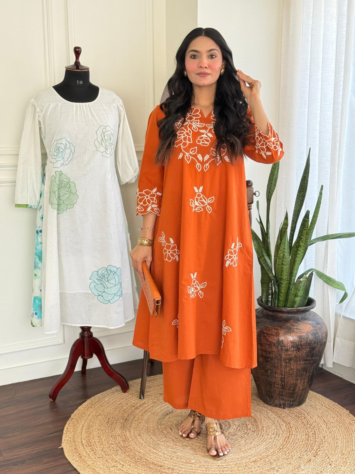 Pure cotton embroidery kurta pant