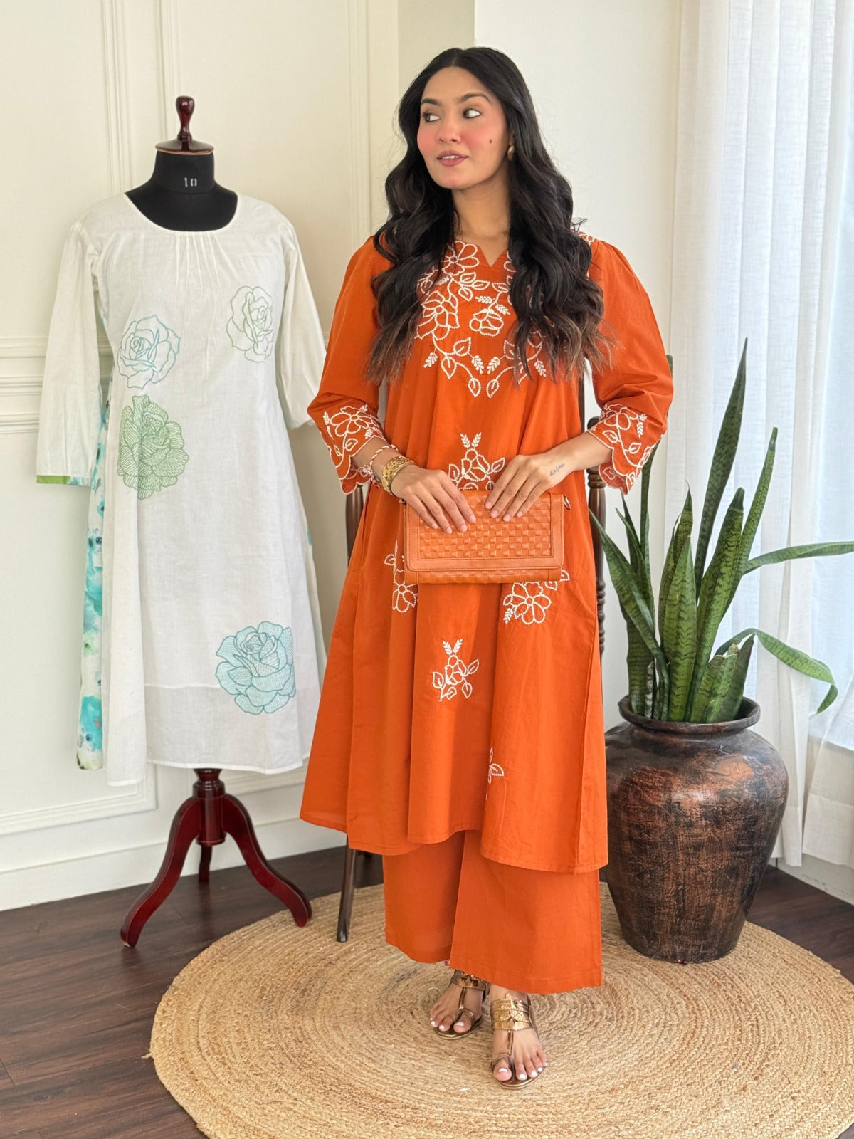 Pure cotton embroidery kurta pant