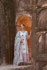 Wow cotton shoulder Anarkali suit set in pista