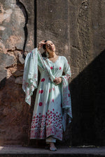 Wow cotton shoulder Anarkali suit set in pista