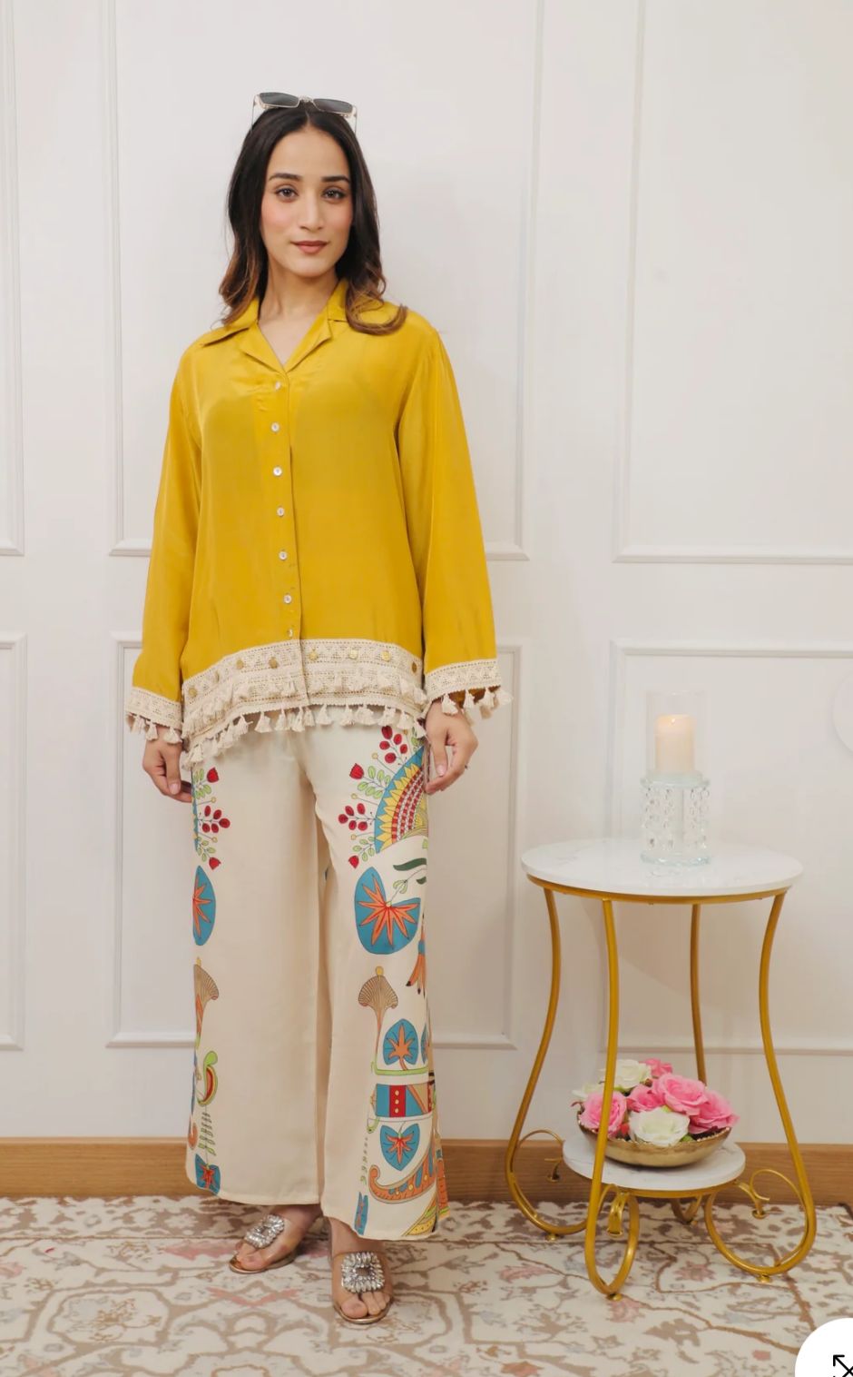 Premium mul silk shirt paired with digital cotton pant