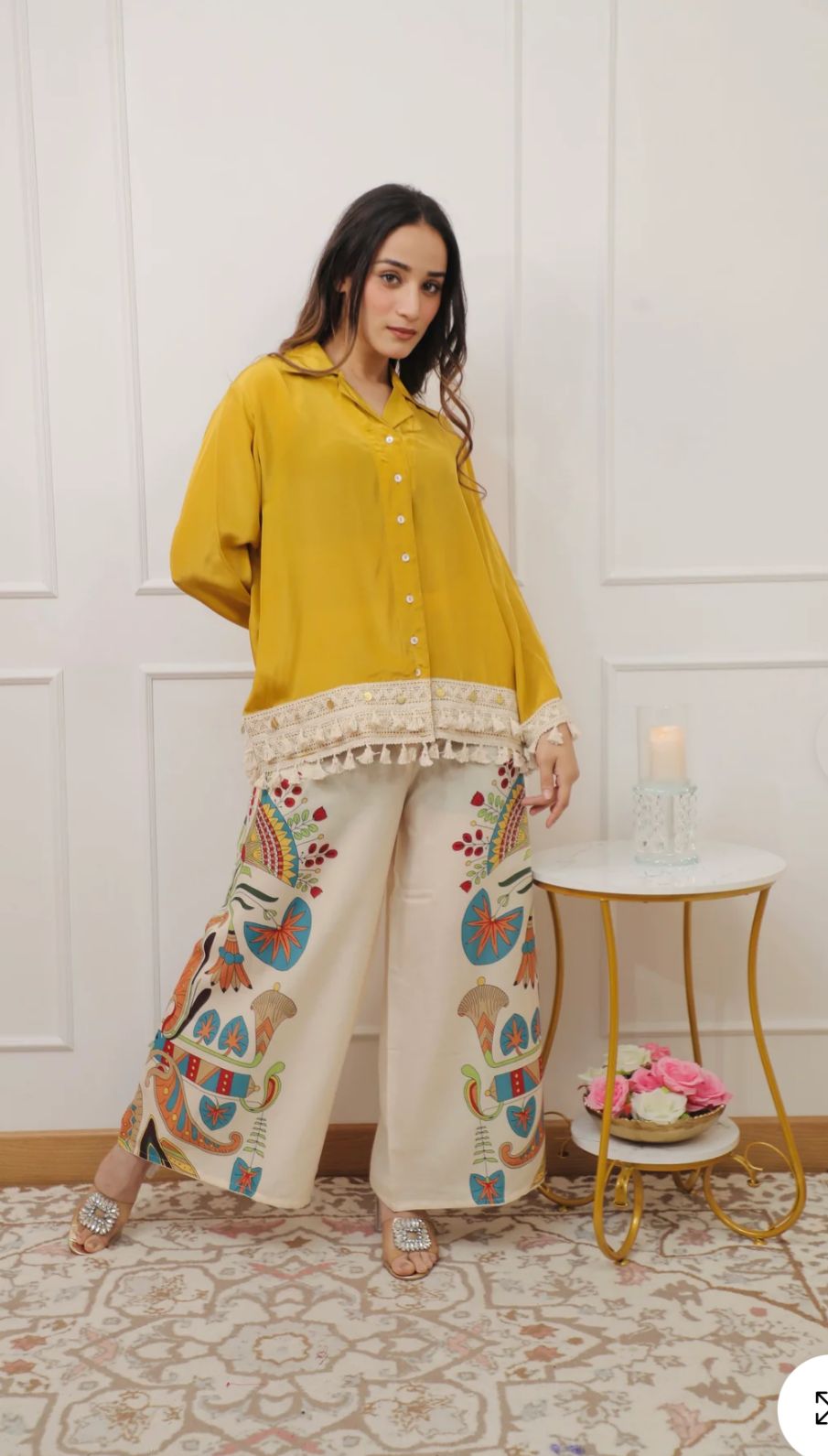 Premium mul silk shirt paired with digital cotton pant