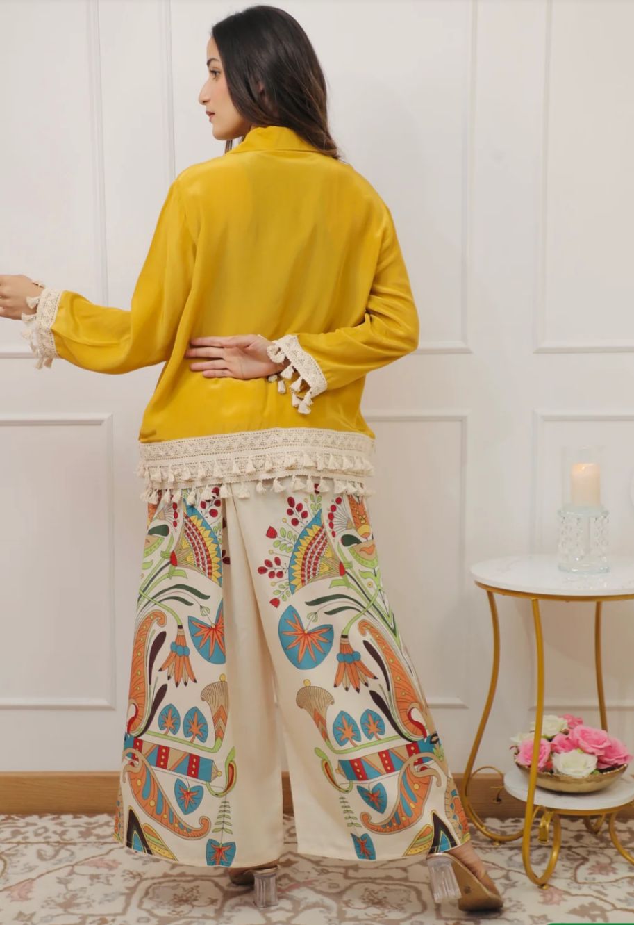 Premium mul silk shirt paired with digital cotton pant