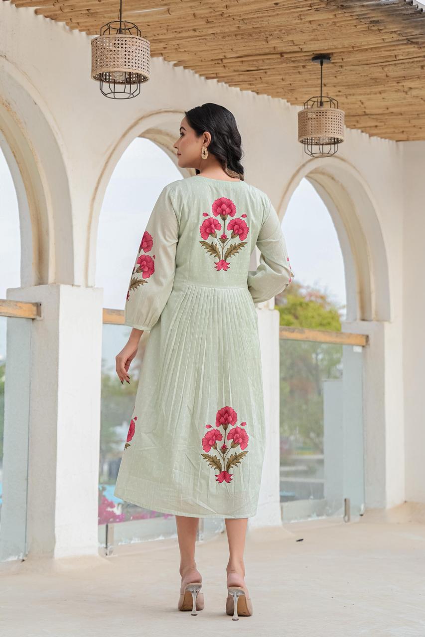 Mint green digital printed cotton one price with inner