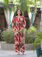 Smart cotton co ord in red