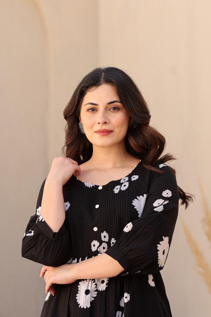 Smart Mul cotton lining kurta pant in black