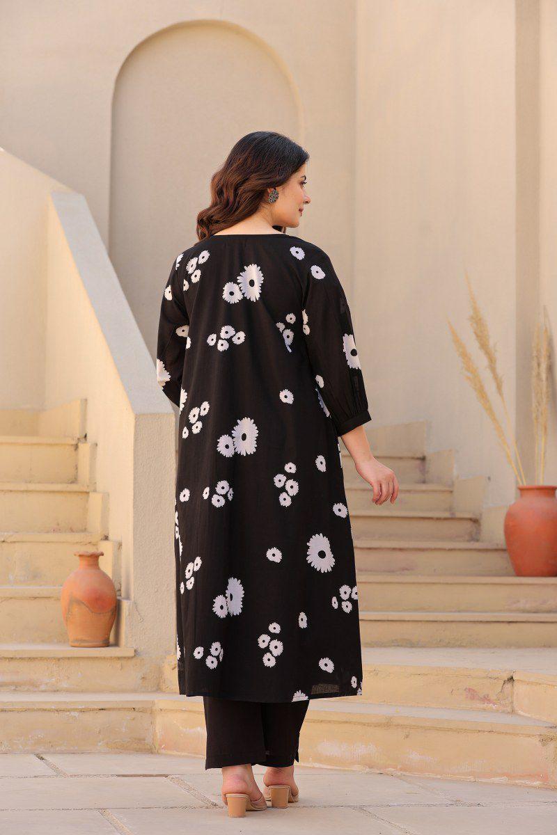 Smart Mul cotton lining kurta pant in black