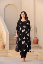 Smart Mul cotton lining kurta pant in black