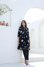 Beautiful color cotton kurta pant in black