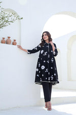 Beautiful color cotton kurta pant in black