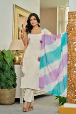 Designer noodle strap with beautiful Moti embellishments suit set