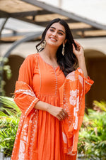 Mul cotton pure full suit set in orange