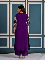 Cotton embroidered kurta pant in purple