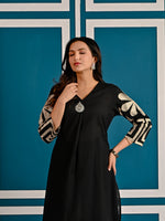 Cotton embroidered kurta pant in black