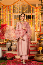 Wow dola silk zari detailing suit set in pink