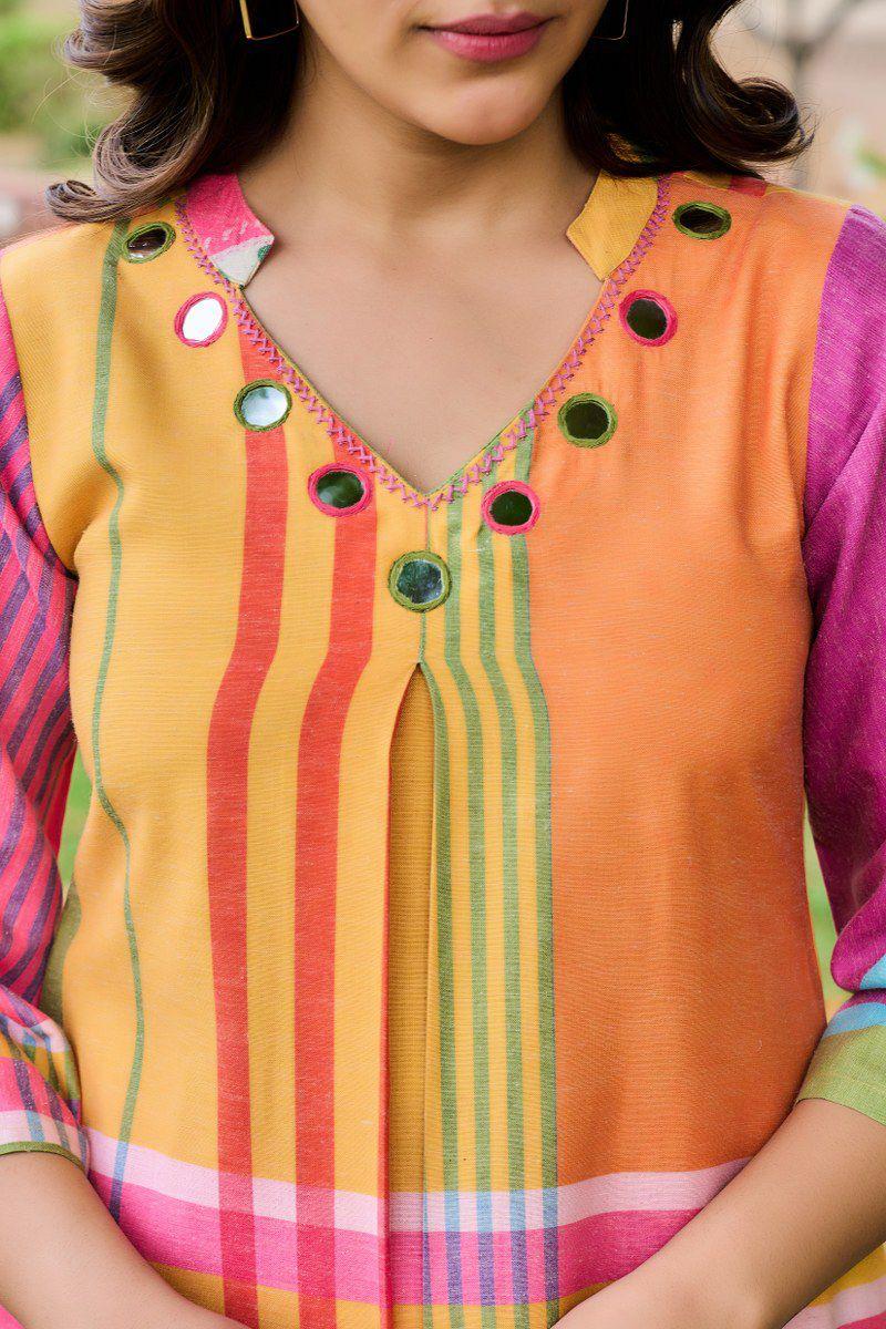 Pretty cotton with mirror detailing full suit in multi