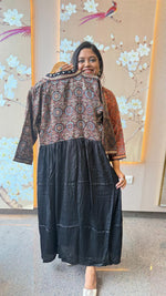 Pretty ajrakh Modale black one piece with real mirror