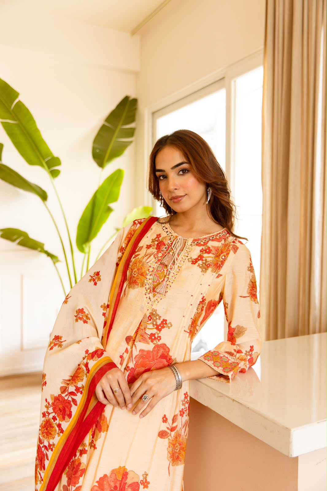 Pure Mul silk digital printed full suit set