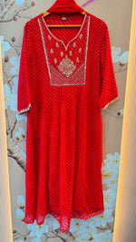 Pretty georgette handwork suit set in Redbandhani