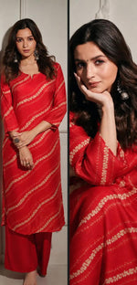 Pretty Mul silk designer kurta pant in red