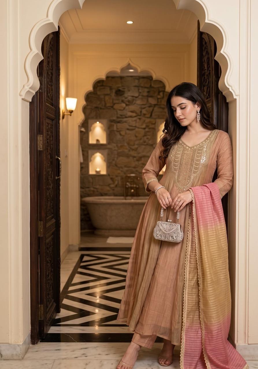Premium salsa Anarkali suit set (dupatta as shown in real pic )