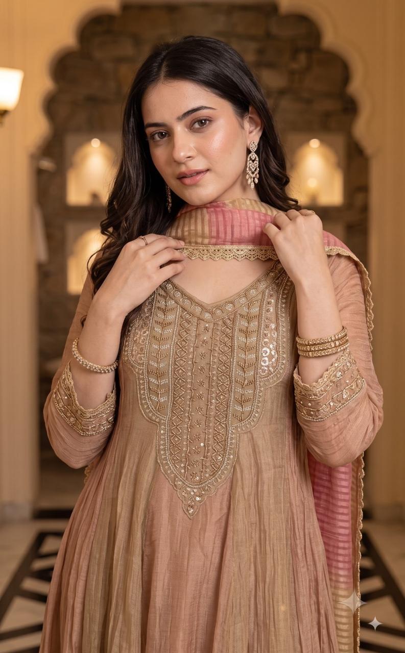 Premium salsa Anarkali suit set (dupatta as shown in real pic )