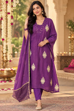 Premium hand zari detailing pure Mul chanderi suit set