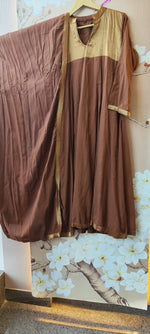 Premium Mul Chanderi suit set in brown