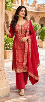Red Banarasi dupatta full suit set