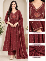 Mul cotton real mirror suit set in brown
