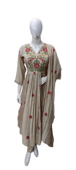 Pretty embroidered Mul Chanderi suit set