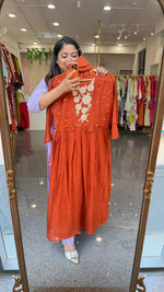 Premium Mul chanderi hand work suit set