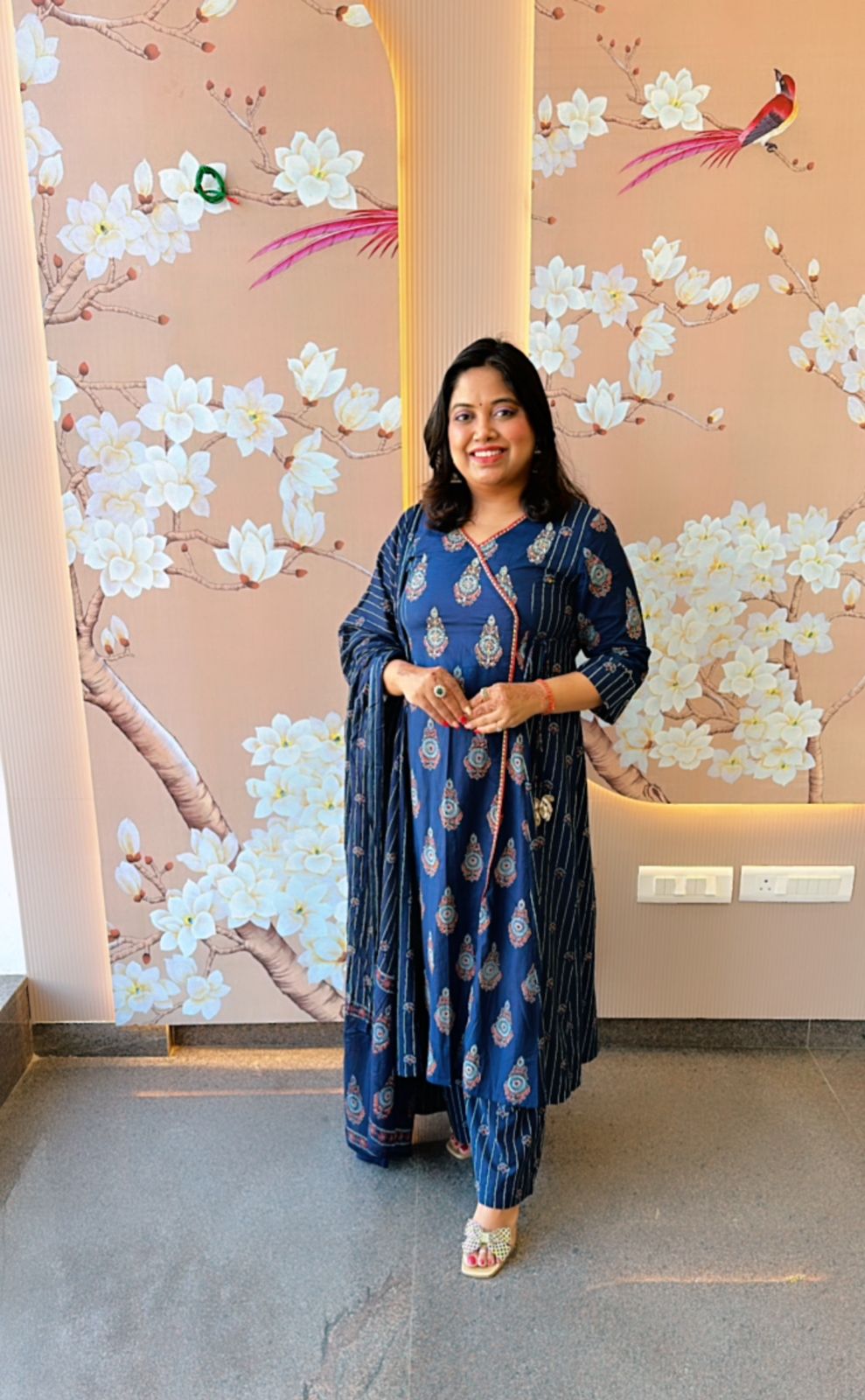 Pretty cotton angrakha pattern full suit