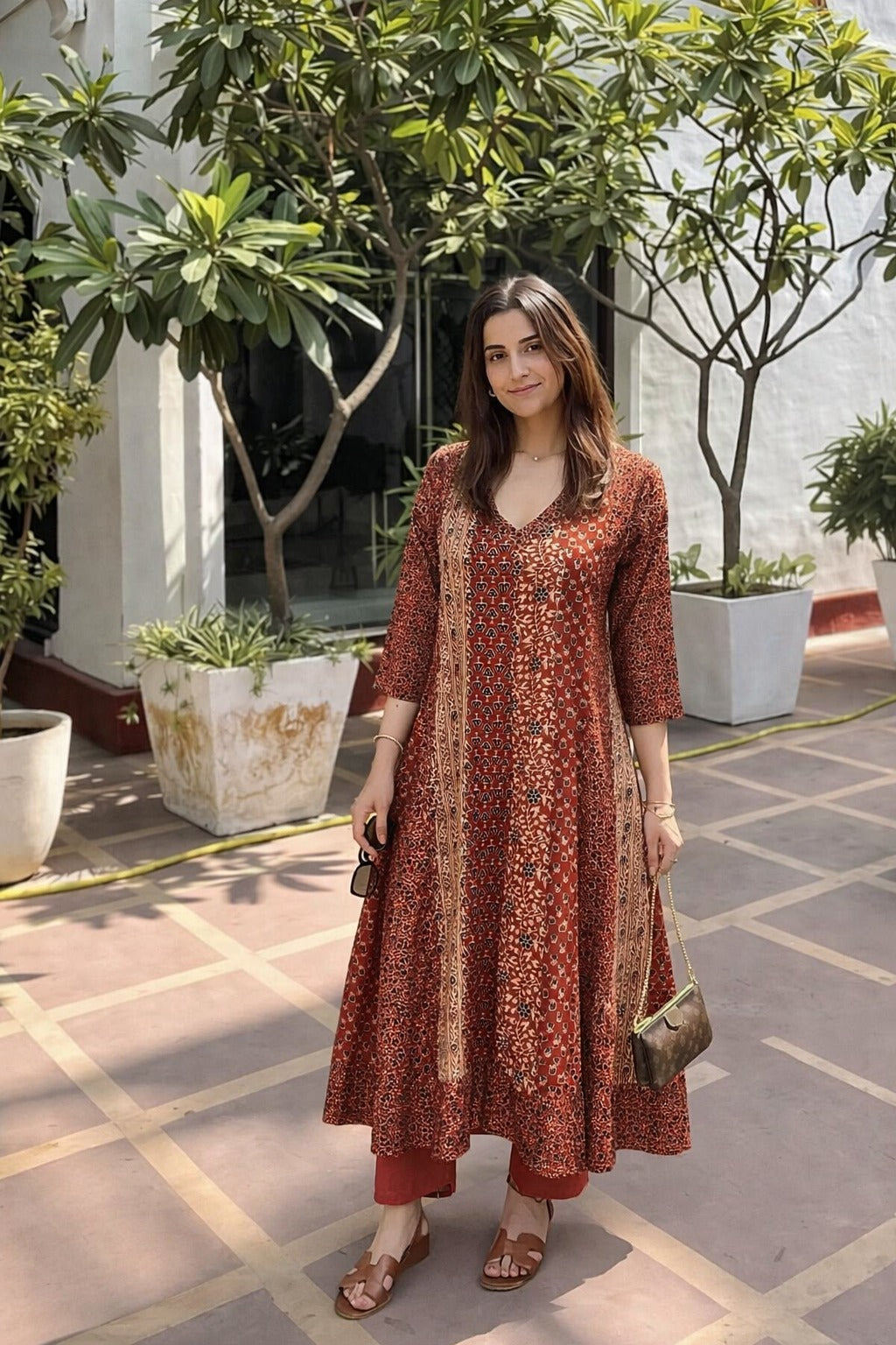 Pure cotton ajrakh kurta pant