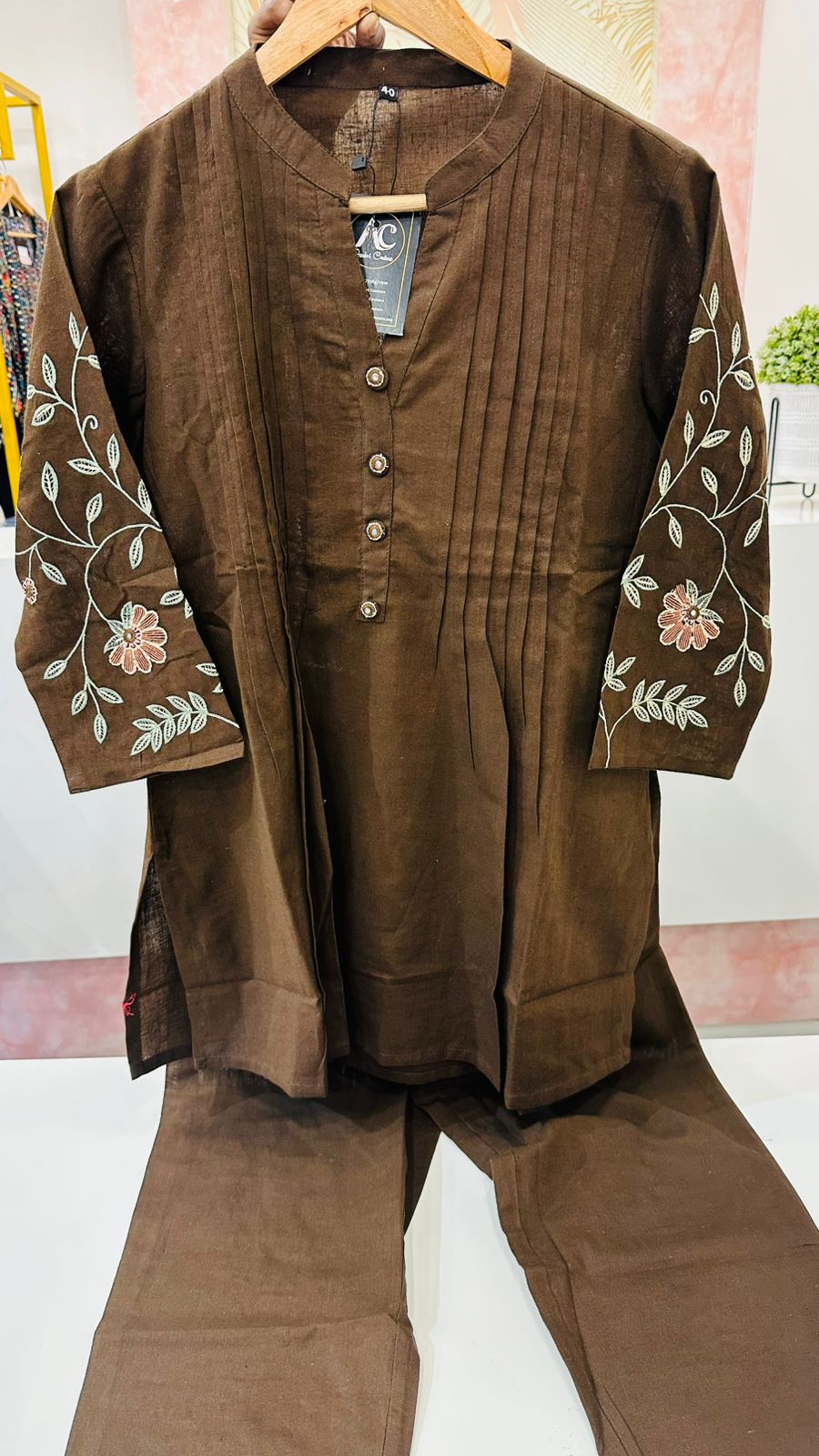 Cotton embroidered co ord set