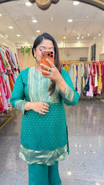 Celebrity special ! Premium orgenza co ord set in green full Banarasi weaving (true to size )