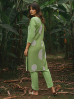 Front n back embroidered with designer pant in green