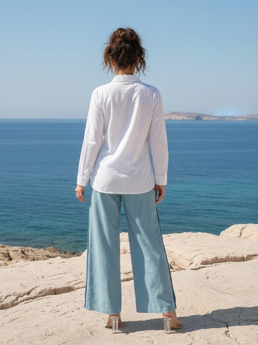 Premium cotton designer co ord set in blue with shrug