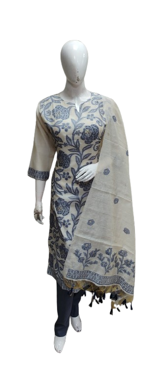 Premium jamdani suit set in blue